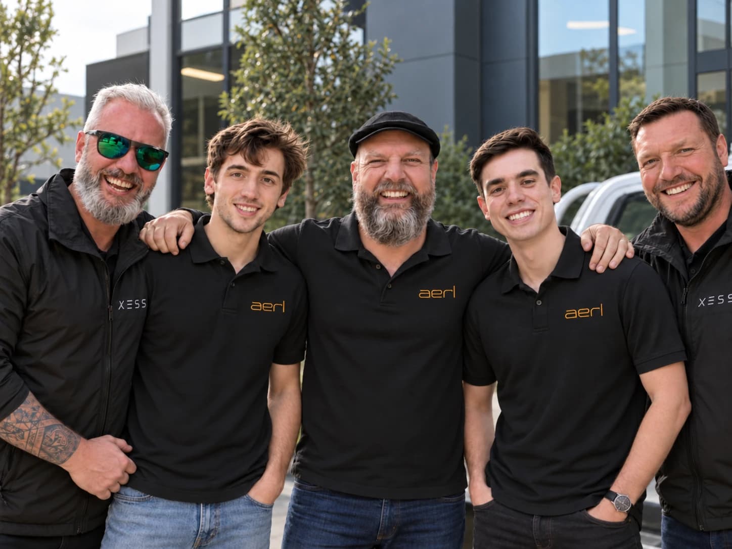 Il team AERL riunito fuori dall’ufficio